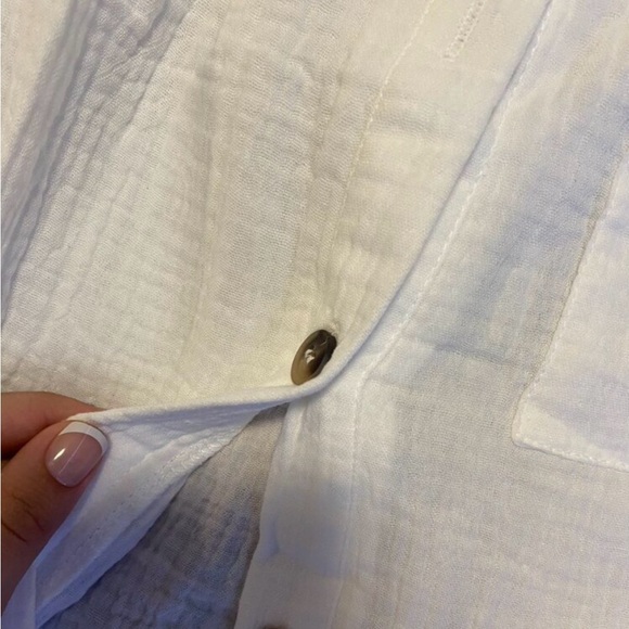 Cotton White Casual Shirt  Button Down Up Long Sleeve - Picture 14 of 16